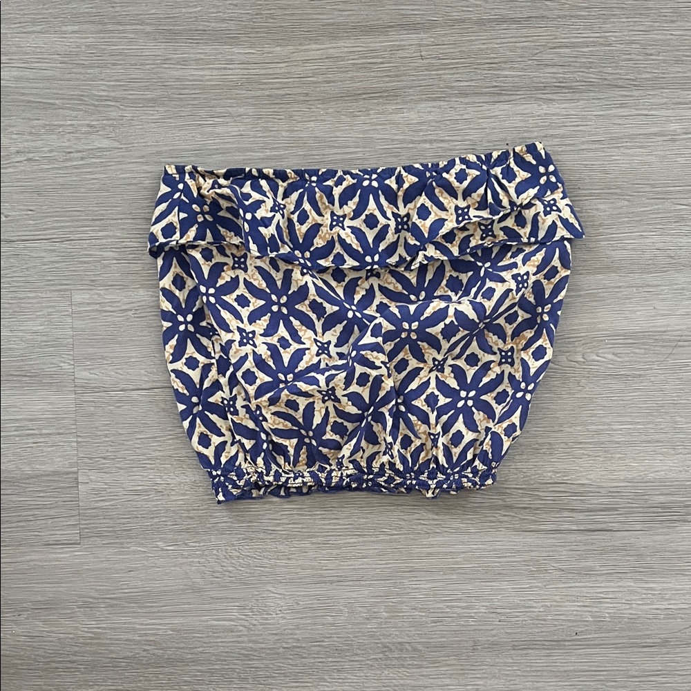 Hollister Blue and Cream Crop Top